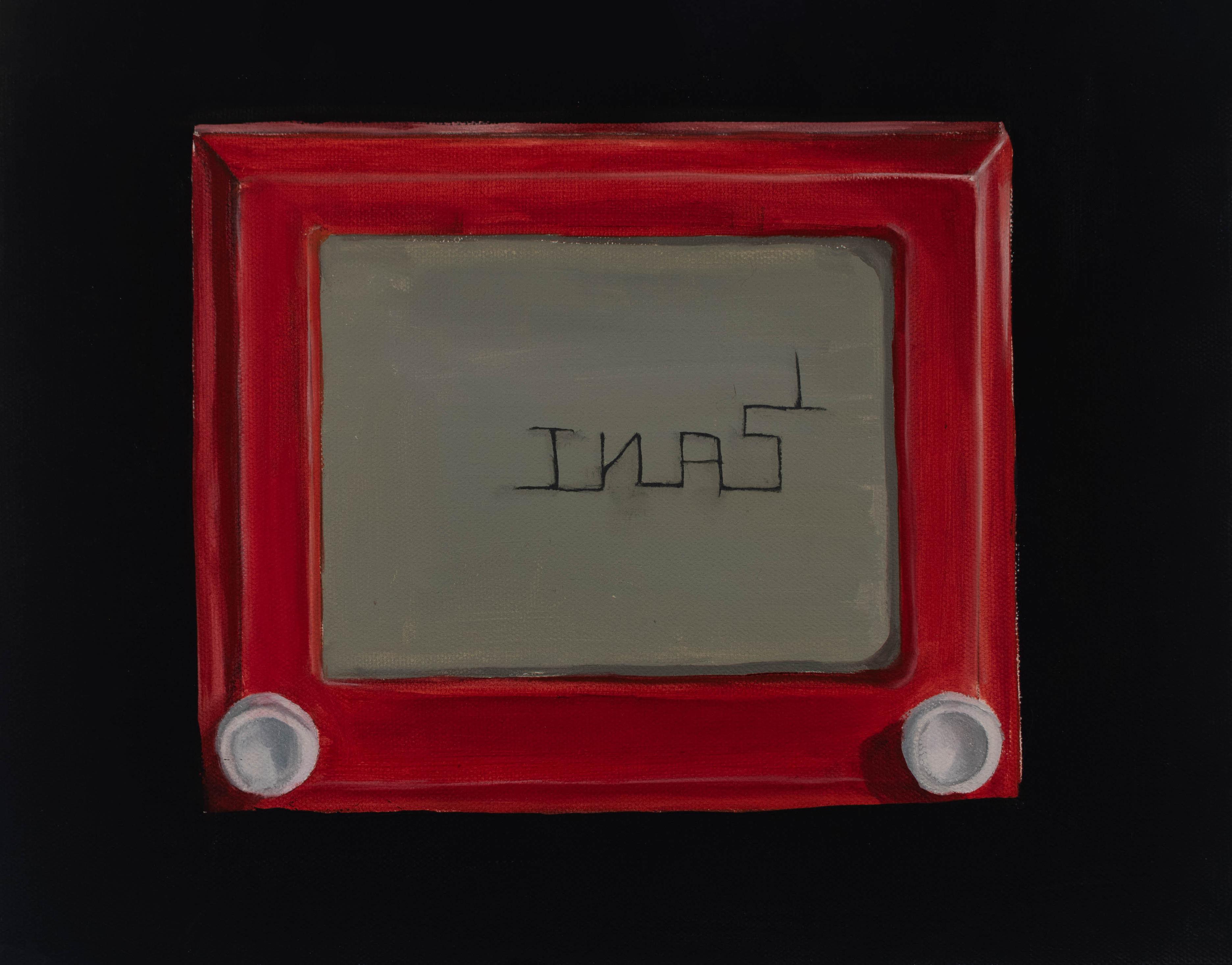 Painting of an Etch-a-Sketch toy